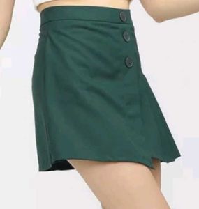 Green Asymmetrical Mini Skirt