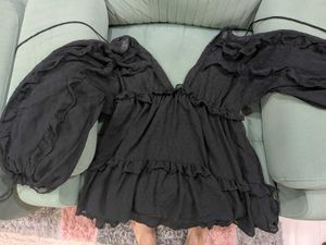 Ruffled Black Mini Dress