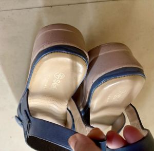 Blue Wedge Sandals