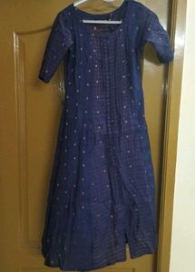 Blue Checkered Midi Dress