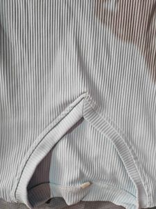 Light Blue Ribbed V-Neck Top