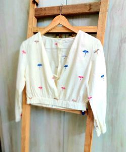 Printed Cotton Crop Top Size-30-Small