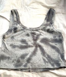 Gray Tie-Dye Cropped Tank Top