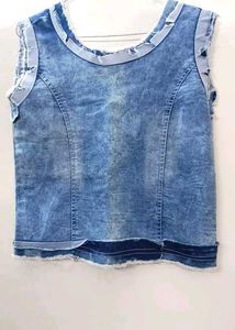 Girls Solid Denim Jacket