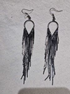 Graphite Black Tassel VINTAGE EARRINGS