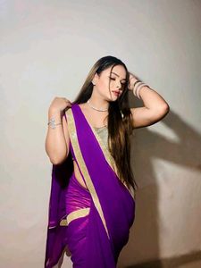 Purple &amp; Gold Saree Blouse Combo