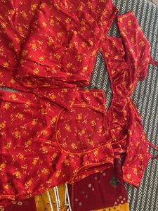 Red Floral Print Rajputi Poshak