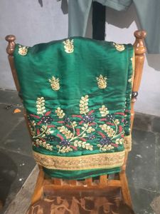 Emerald Green Embroidered Saree