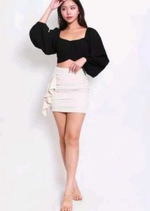 Chic Black Crop Top &amp; Skirt Set
