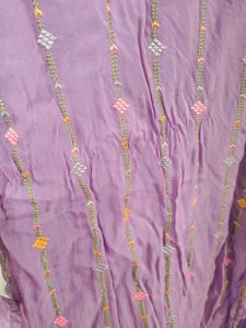 Purple Embroidered Kurta Palazzo Set