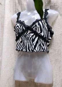 1849. Zebra Print Lace Cami Top