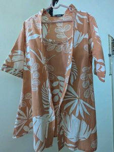 Floral Comfortable Night Dress With Shrug