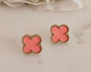 Pink Clover Stud Earrings