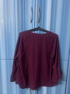 Harps Burgundy Bell Sleeve Top-XL
