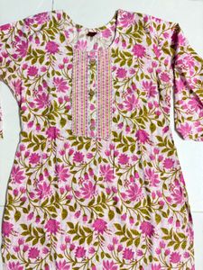 Pink Floral Print Kurta Set