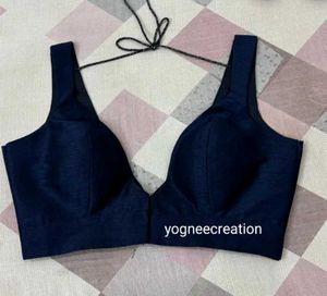 Raw Silk Padded Front Hook Deep Neck Blouse