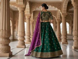 Heavy Wedding Theme Embroidered Green Blouse