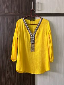 Bright Yellow Embellished Tunic