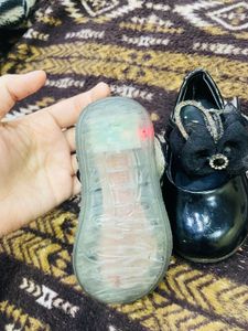 Black Embellished Shoe For Baby Girl