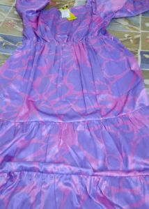 Globus Fit And Flare Satin Lavender Midi