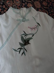 Embroidered Mandarin Collar Top