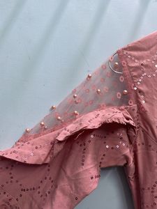 Coral Orange Festive/party Wear Gown