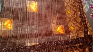 Elegant Brown Floral Saree