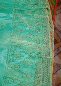 Elegant Mint Green Ethnic Semi Stitch lenhga Gown