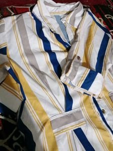 Striped Button-Down Shirt Frock