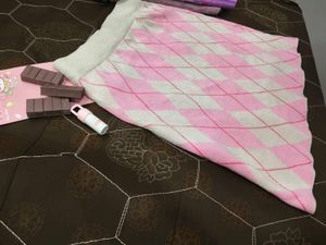 Pink Argyle Knit Mini Skirt