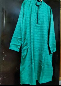 Sea Green Kurta Navy Blue Pajami Set For 46 Chest
