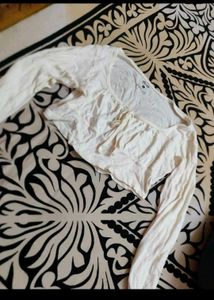 White Long Sleeve crop top