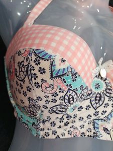 Floral and Gingham Halter Bra