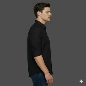 Men&#39;s Stylish Plain Black Casual Shirt