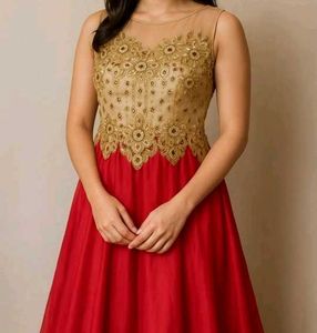 Orange and Gold Embroidered Gown