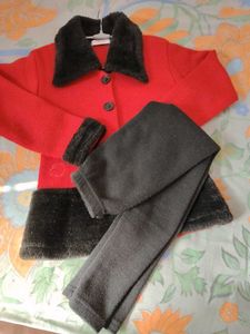 Lovely Coat With Lagging Set Woolen For Girls