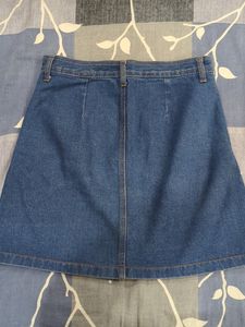 Blue Button Up Denim Skirt