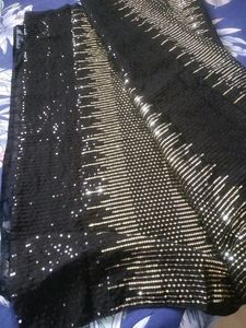 Golden And Black Sequins Saree