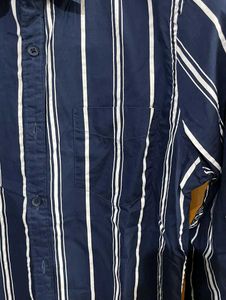 KETCH NAVY BLUE VERTICAL STRIPES SHIRT S(38)
