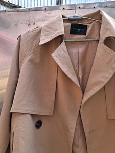 Tan Cropped Trench Coat (Double Breasted)