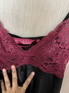 Silky Black Night Slip / Just Like New