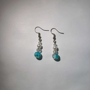 Handmade Beaded Earrings - Blue