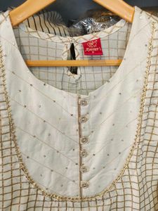 Elegant White Embroidered Anarkali Kurta Set