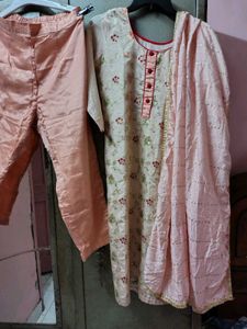 Beautiful Weaving Kurti Pant Dupatta Set