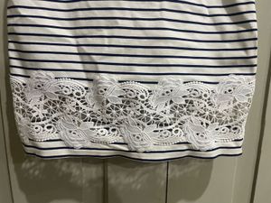 Striped Dress with Lace Hem