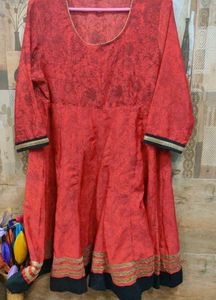 Red Anarkali Silk Kurti Upto XXL (Melange Brange )