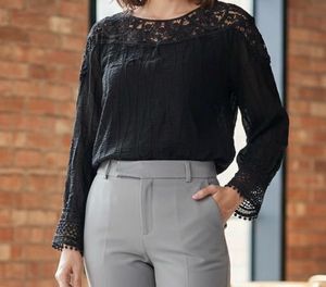 Elegant Black Lace Detail Top