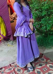 Anarkali Angrakha Lavender Kurti &amp; Sharara