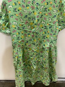 Women Green &amp; Yellow Floral Printed Fit and Flare