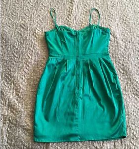 H&M Satin Kelly Green Mini Cocktail Dress with rem